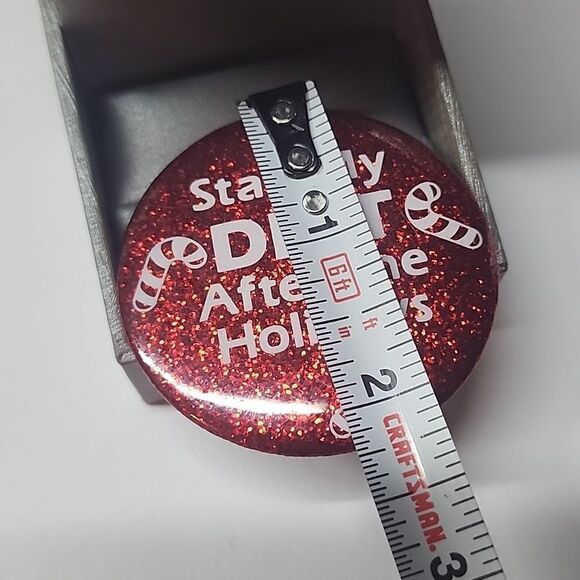 I'll Start My Diet After The Holidays Pin Button Brooch Red Glitter Russ Berrie - Picture 3 of 5